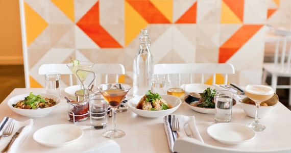 A table set at the Peached Tortilla Restaurant