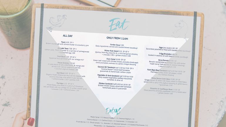 A restaurant menu