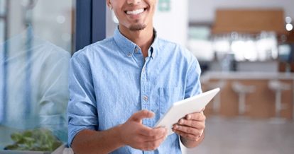 expert holding iPad POS