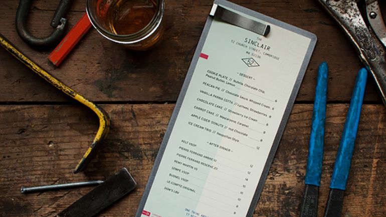 A narrow long menu surrounded with hardware tools