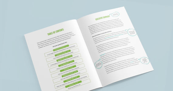 Preview of 2 pages inside the guide to writing a restaurant business plan