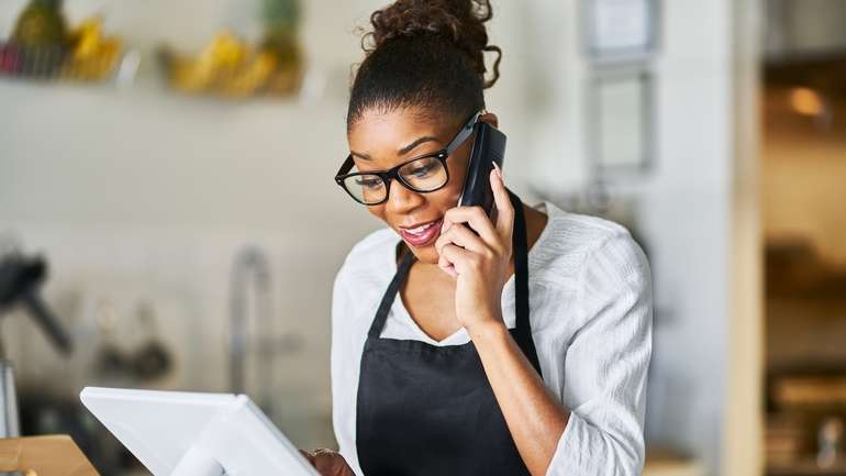 Employee looking at her schedule