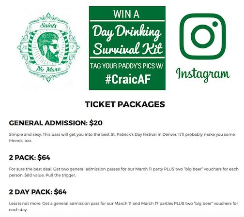 fados st. paddy's ticket packages