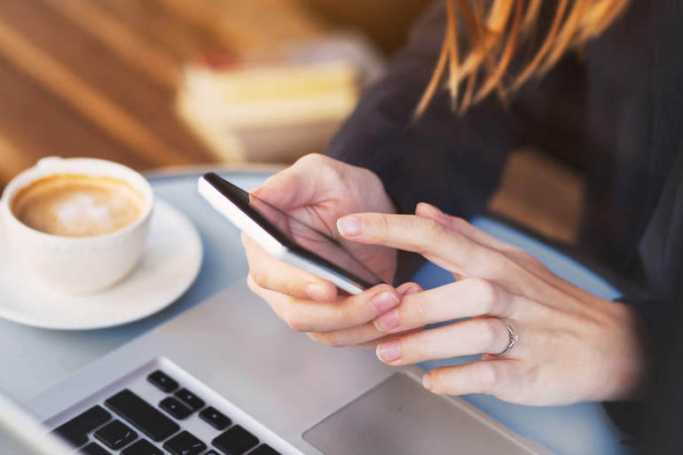 customer making online reservation using smartphone