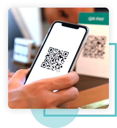 Smartphone scanning a QR code