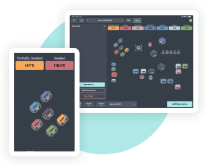 Screen captures of online restaurant reservations software