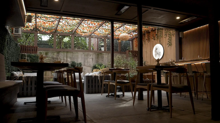 The interior of Koyo Japanese restaurant in Queens, New York City.