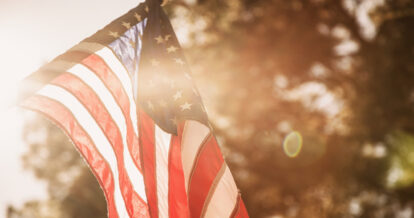 A sundrenched American flag.